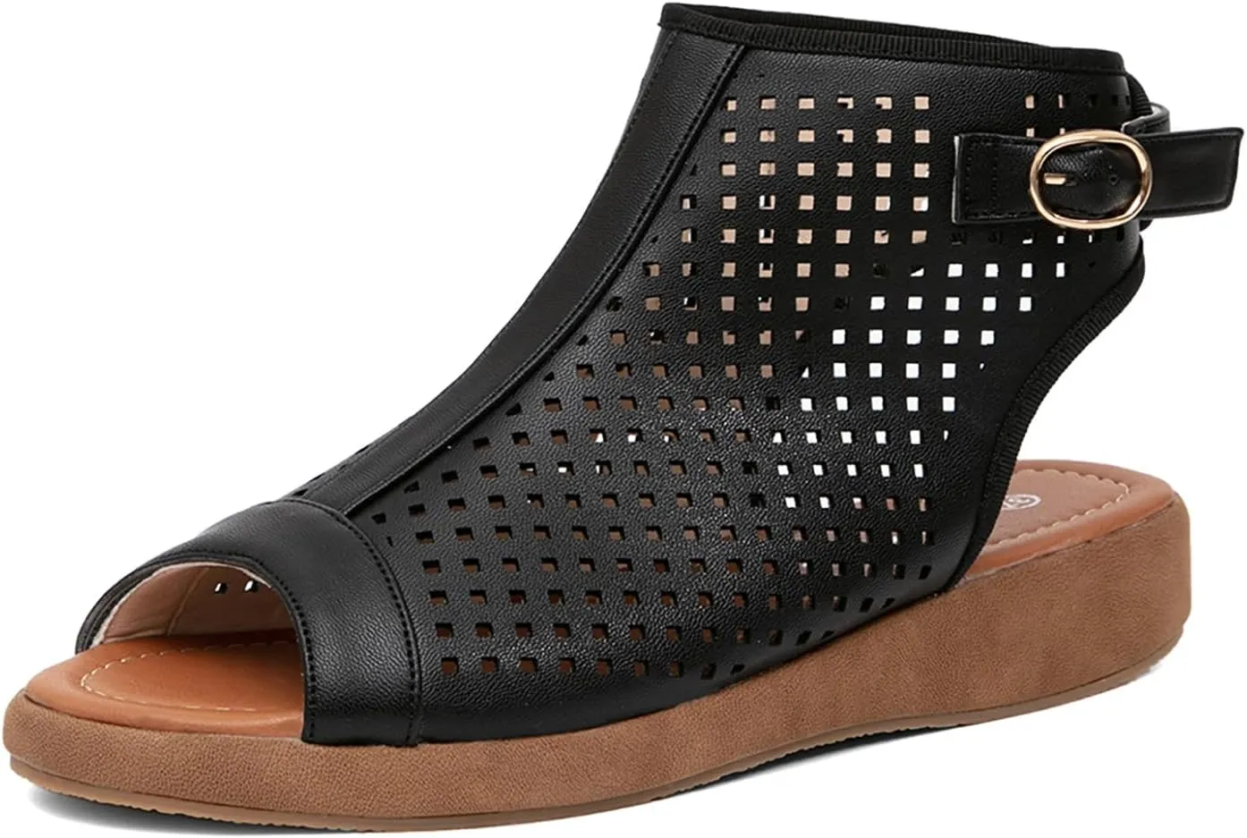 getmorebeauty Women's Platform Sandals Sling Wedge Sandals Hollow-Out Low Heel Open Toe Ankle Boots Cutout Shoes Slingback Sandals