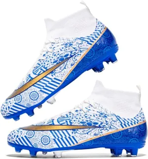 GEXECEUSS Mens High-Top Football Boots for Soccer Matches: Non-Slip Football Shoes for Team Sports - Youth Turf Soccer Sneakers