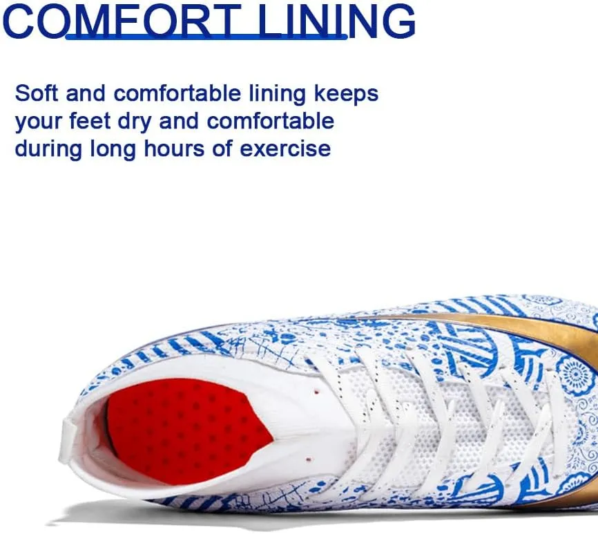 GEXECEUSS Mens High-Top Football Boots for Soccer Matches: Non-Slip Football Shoes for Team Sports - Youth Turf Soccer Sneakers