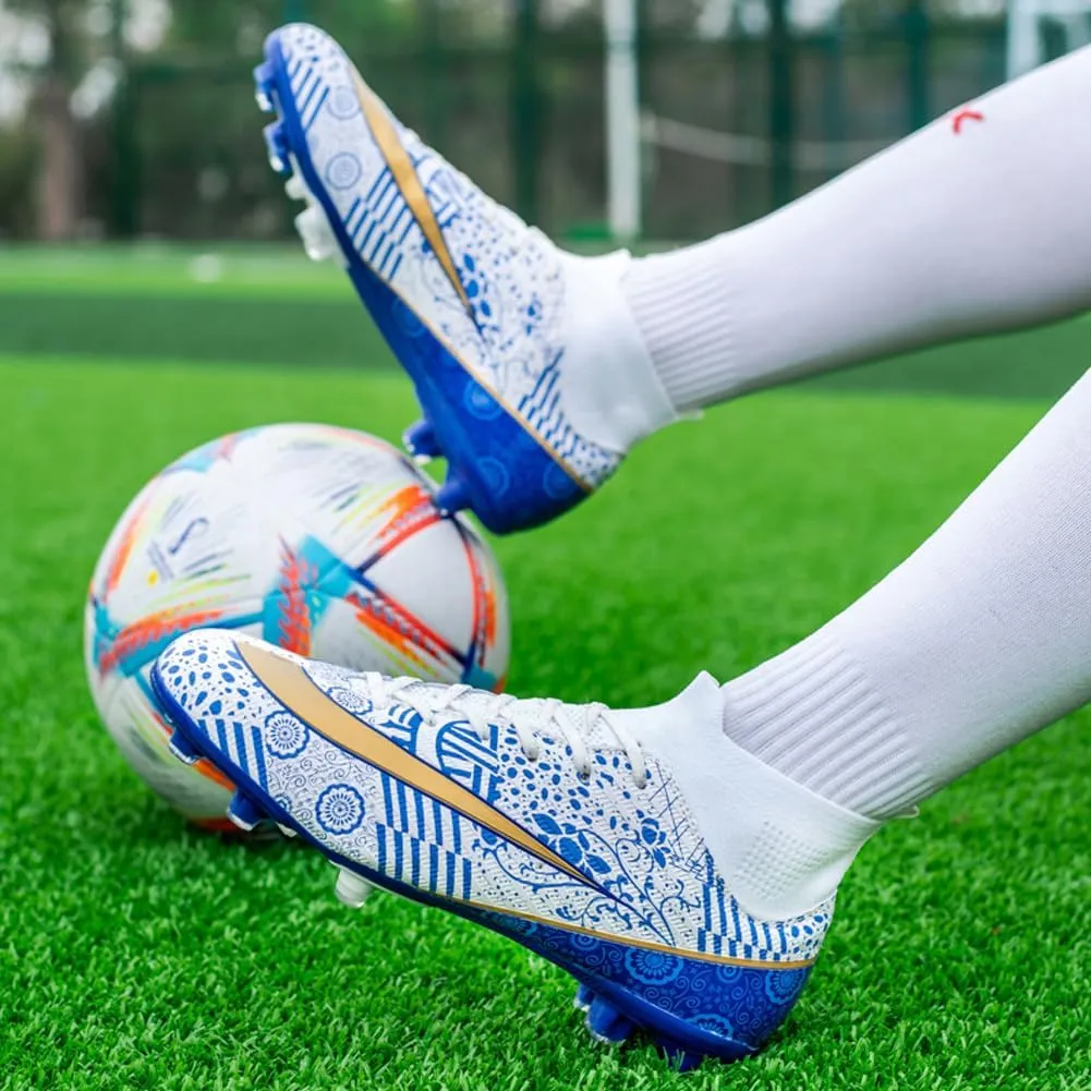 GEXECEUSS Mens High-Top Football Boots for Soccer Matches: Non-Slip Football Shoes for Team Sports - Youth Turf Soccer Sneakers