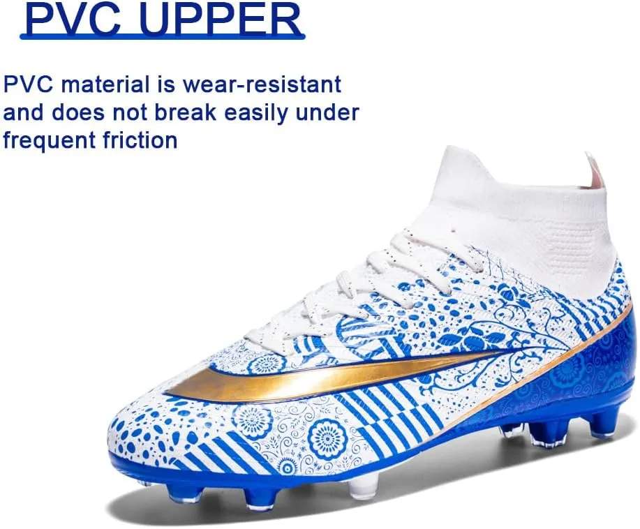 GEXECEUSS Mens High-Top Football Boots for Soccer Matches: Non-Slip Football Shoes for Team Sports - Youth Turf Soccer Sneakers