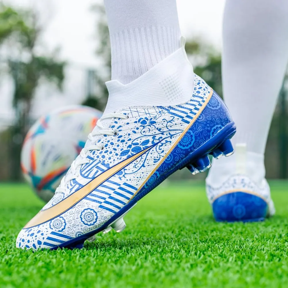 GEXECEUSS Mens High-Top Football Boots for Soccer Matches: Non-Slip Football Shoes for Team Sports - Youth Turf Soccer Sneakers
