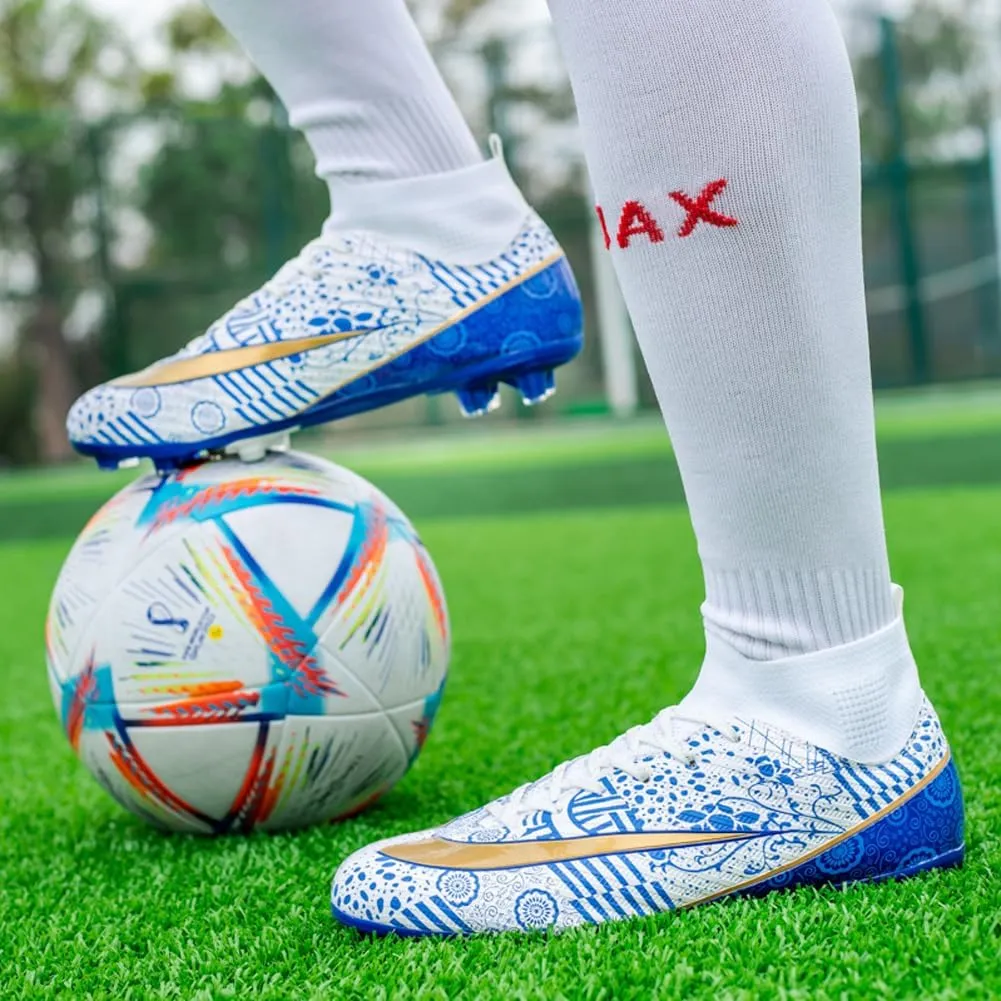 GEXECEUSS Mens High-Top Football Boots for Soccer Matches: Non-Slip Football Shoes for Team Sports - Youth Turf Soccer Sneakers