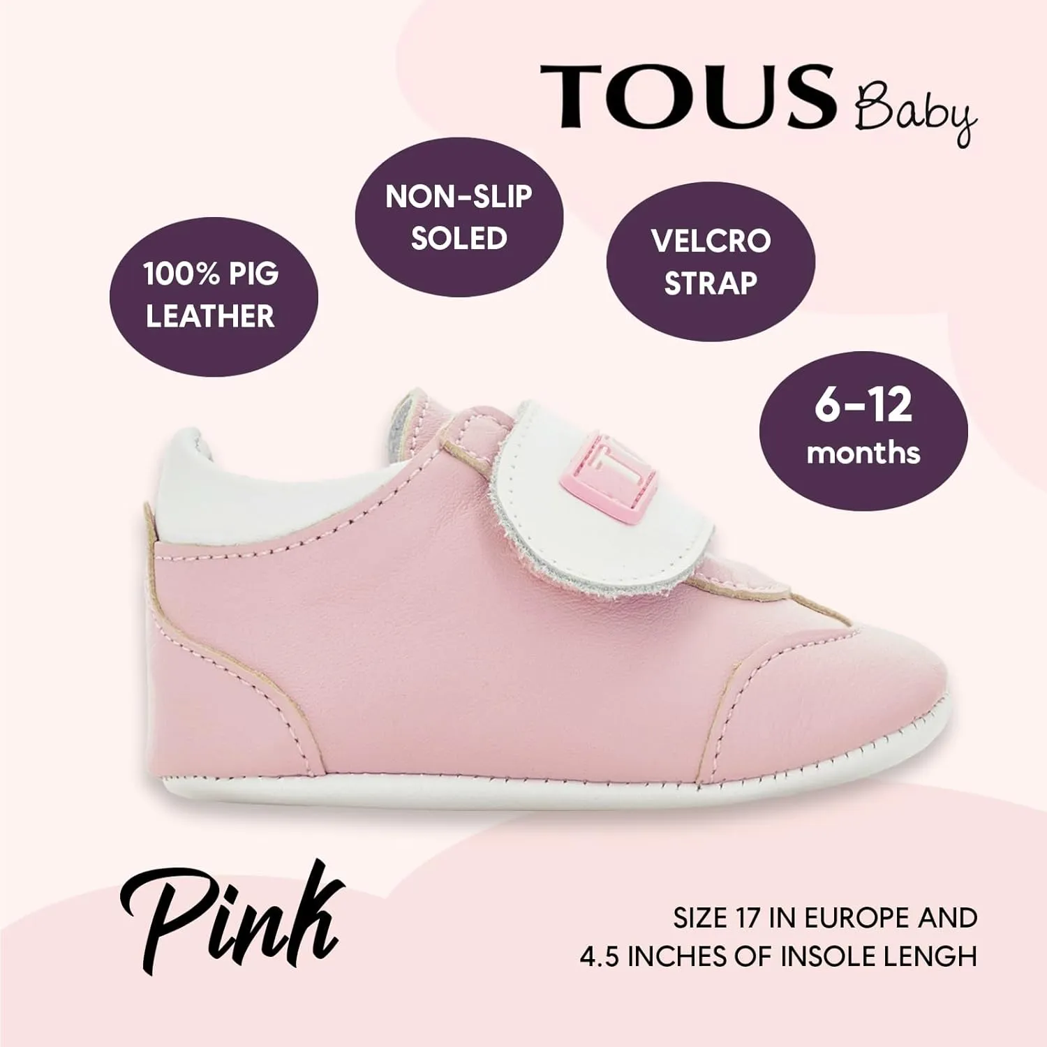 Gift Collection Infant Sneakers, Baby Booties, Non-Slip Soled First Walker Baby Trainers with Velcro Strap. Great Gift from The Gift Collection