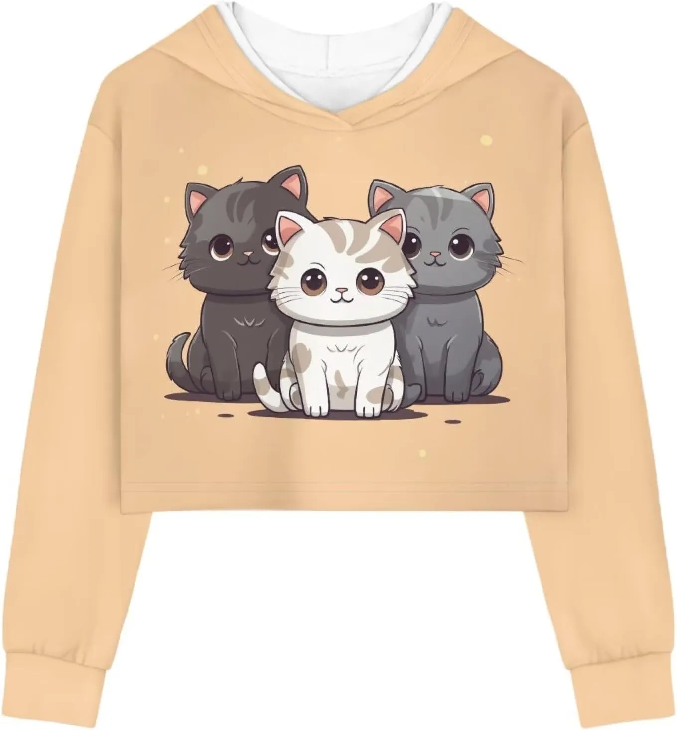 Girls Crop Tops Hoodies Cute Cartoon Graphic Cropped Hooded Sweatshirt 5-14 Y
