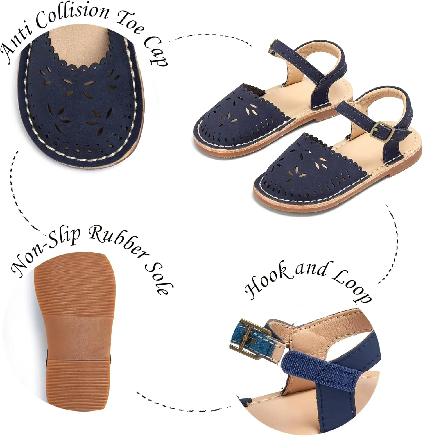 Girls Sandals 3-12 Years | Dressy & Play Shoes | Leather-Like for Outdoor School
