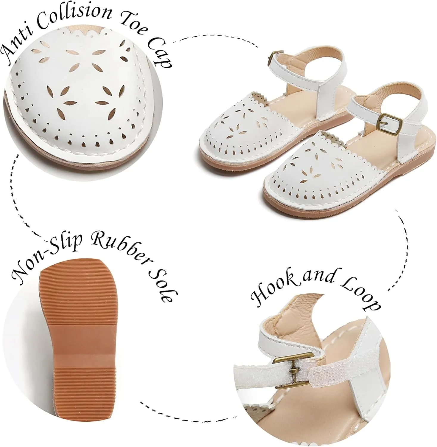Girls Sandals 3-12 Years | Dressy & Play Shoes | Leather-Like for Outdoor School