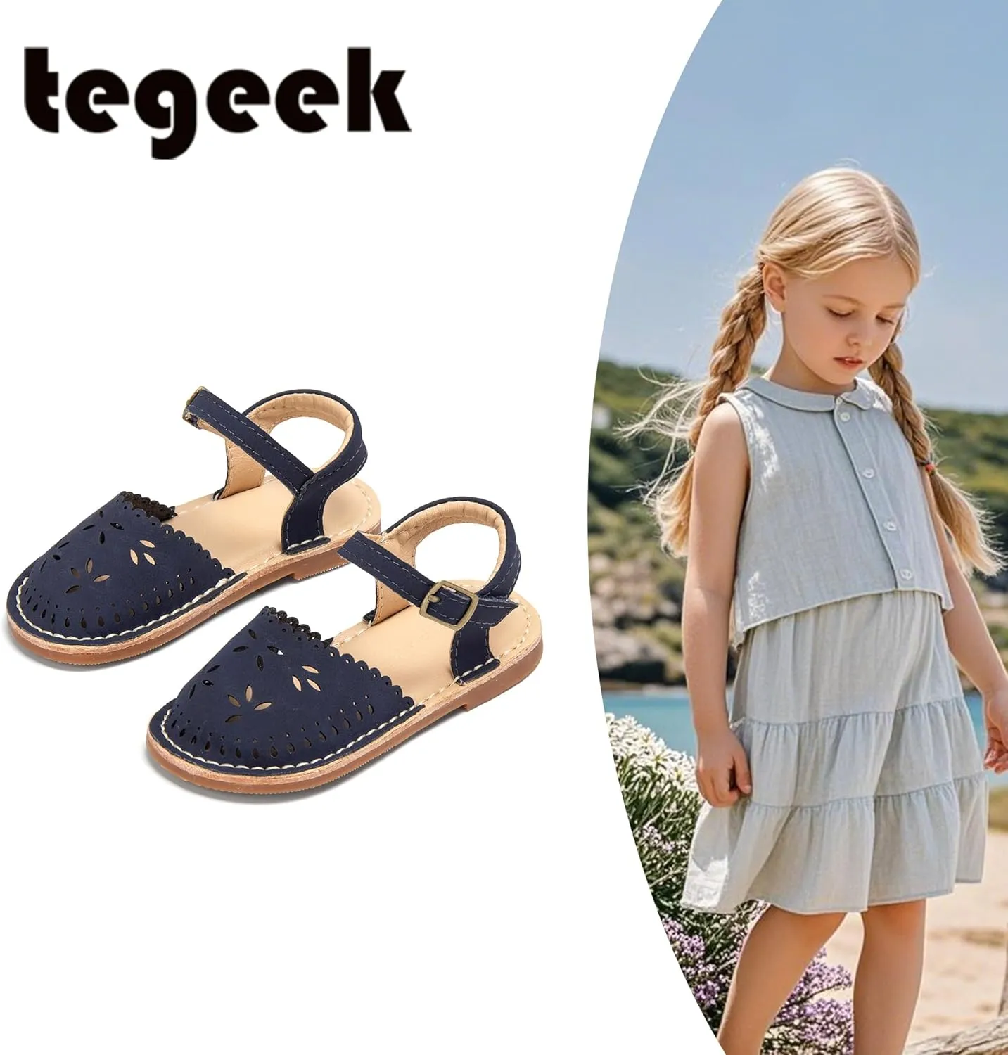 Girls Sandals 3-12 Years | Dressy & Play Shoes | Leather-Like for Outdoor School