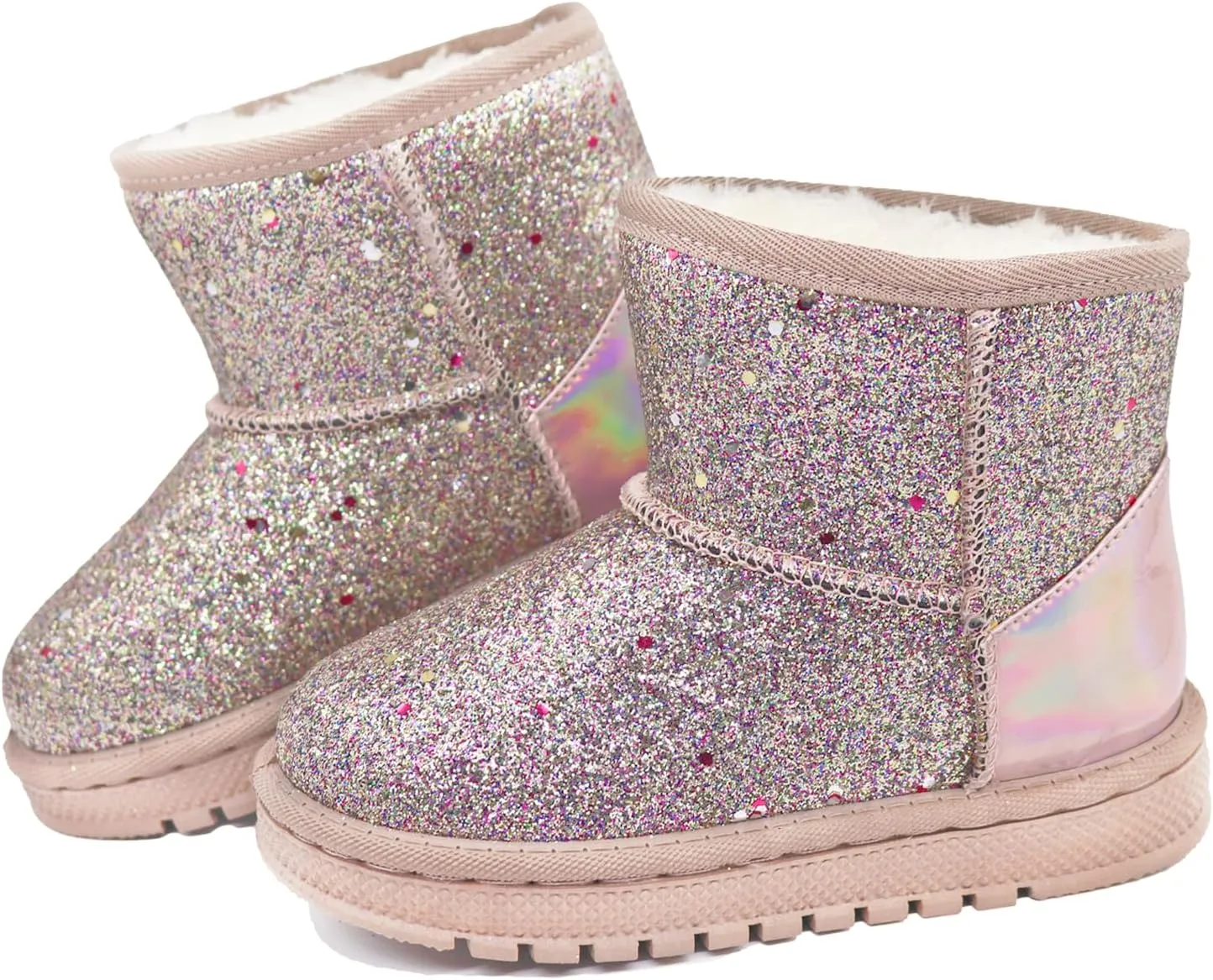Girls Winter Boots Toddler Girl Boots Warm Sparkle Sequin Outdoor Non-Slip Snow Boot for Little kids