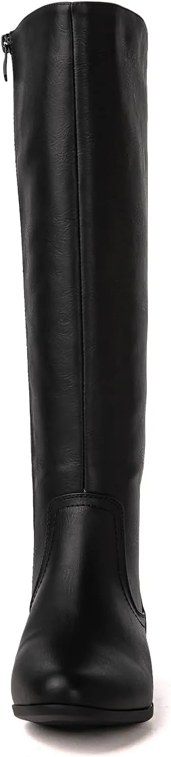 GLOBALWIN Women's Knee-High Fashion Boots Wide Calf Flat Dressy Fall Winter Fashion Boots For Women