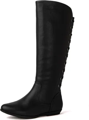 GLOBALWIN Women's Knee-High Fashion Boots Wide Calf Flat Dressy Fall Winter Fashion Boots For Women