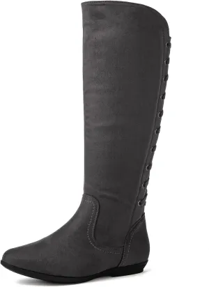 GLOBALWIN Women's Knee-High Fashion Boots Wide Calf Flat Dressy Fall Winter Fashion Boots For Women