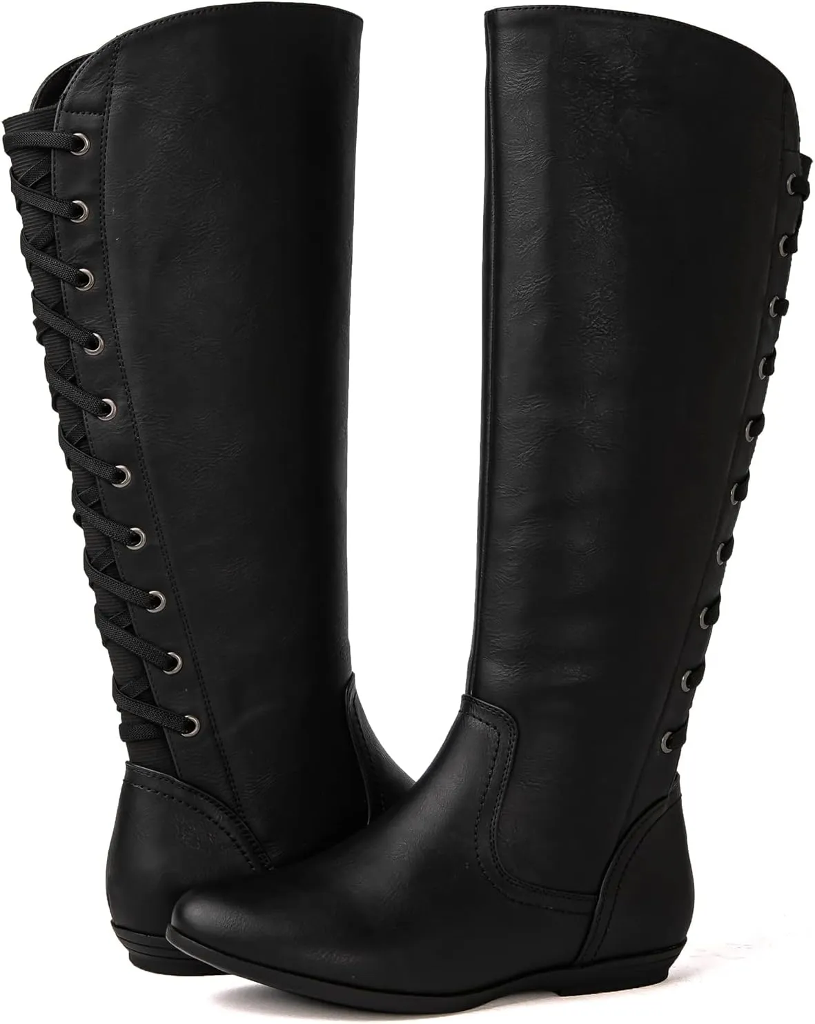 GLOBALWIN Women's Knee-High Fashion Boots Wide Calf Flat Dressy Fall Winter Fashion Boots For Women