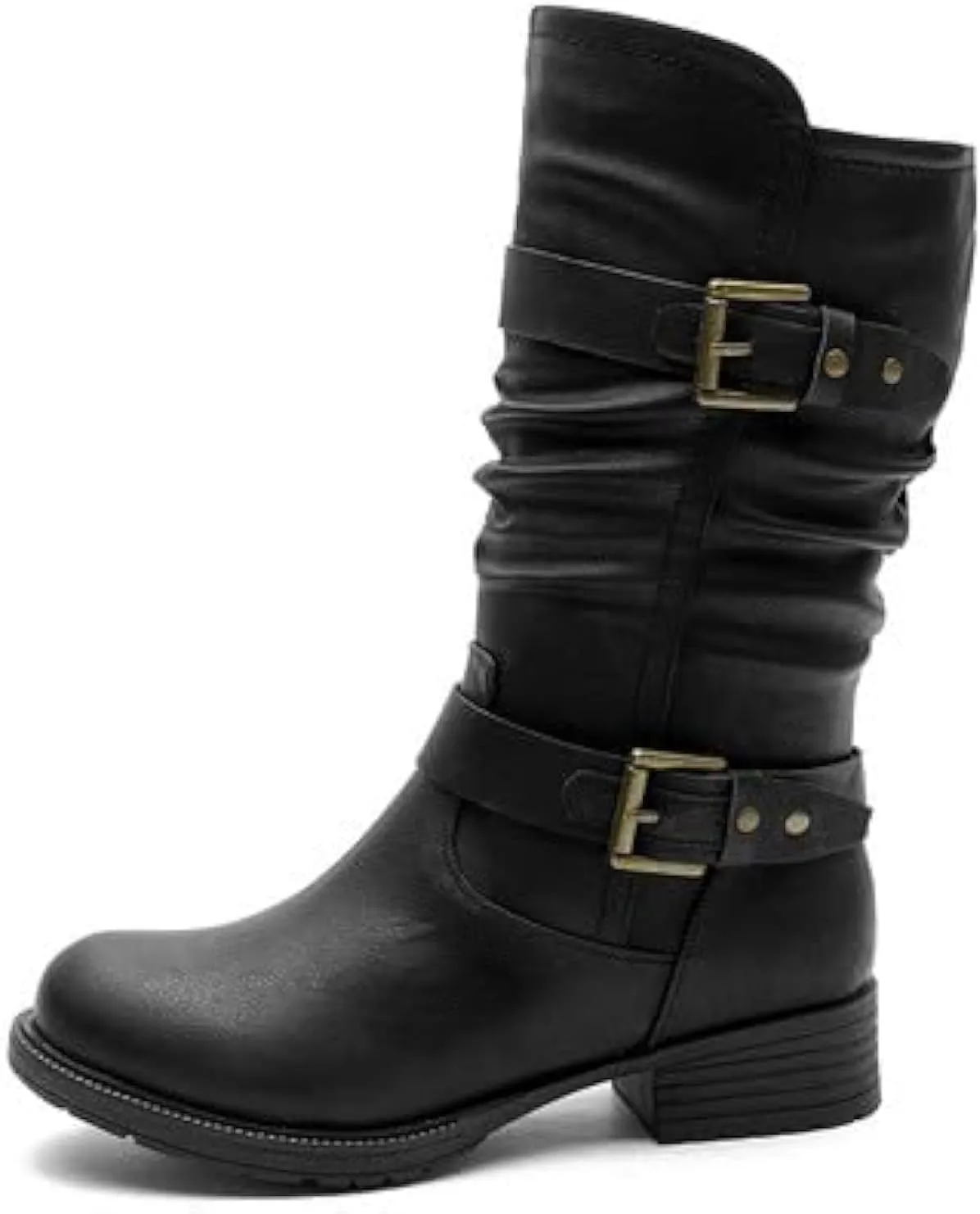 GLOBALWIN Women's Mid Calf Comfortable Fashion Dress Boots For Women Low Heel With Zipper