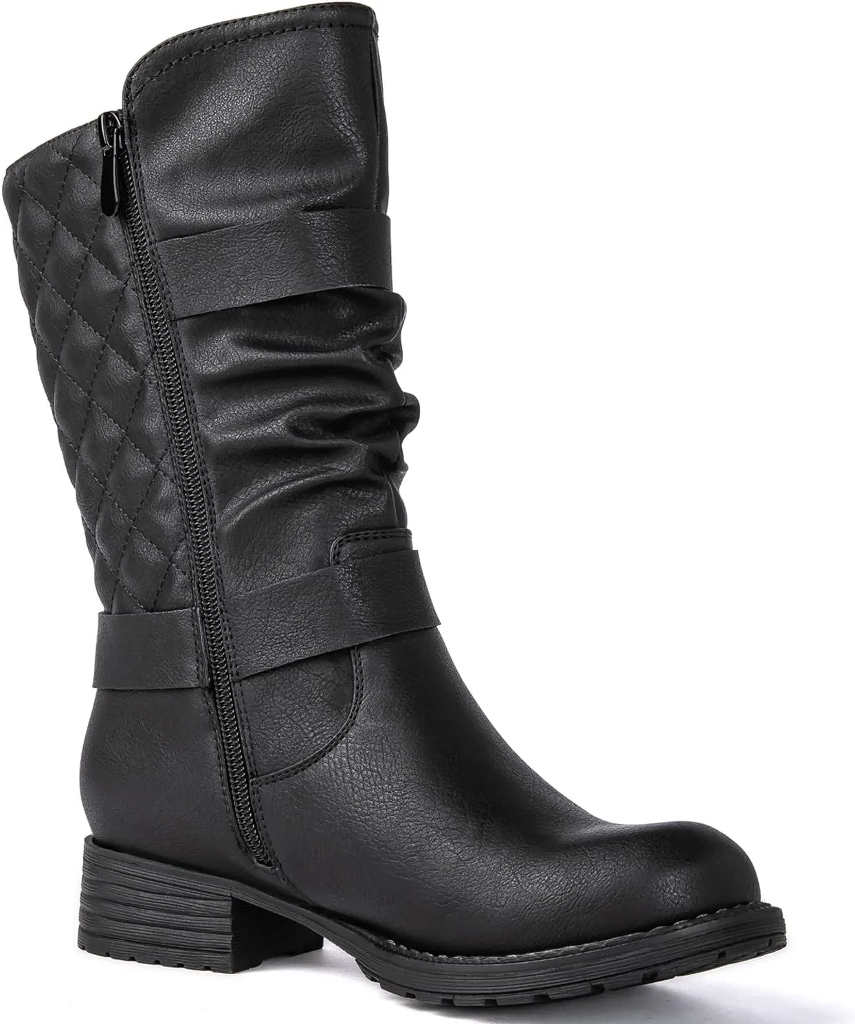 GLOBALWIN Women's Mid Calf Comfortable Fashion Dress Boots For Women Low Heel With Zipper
