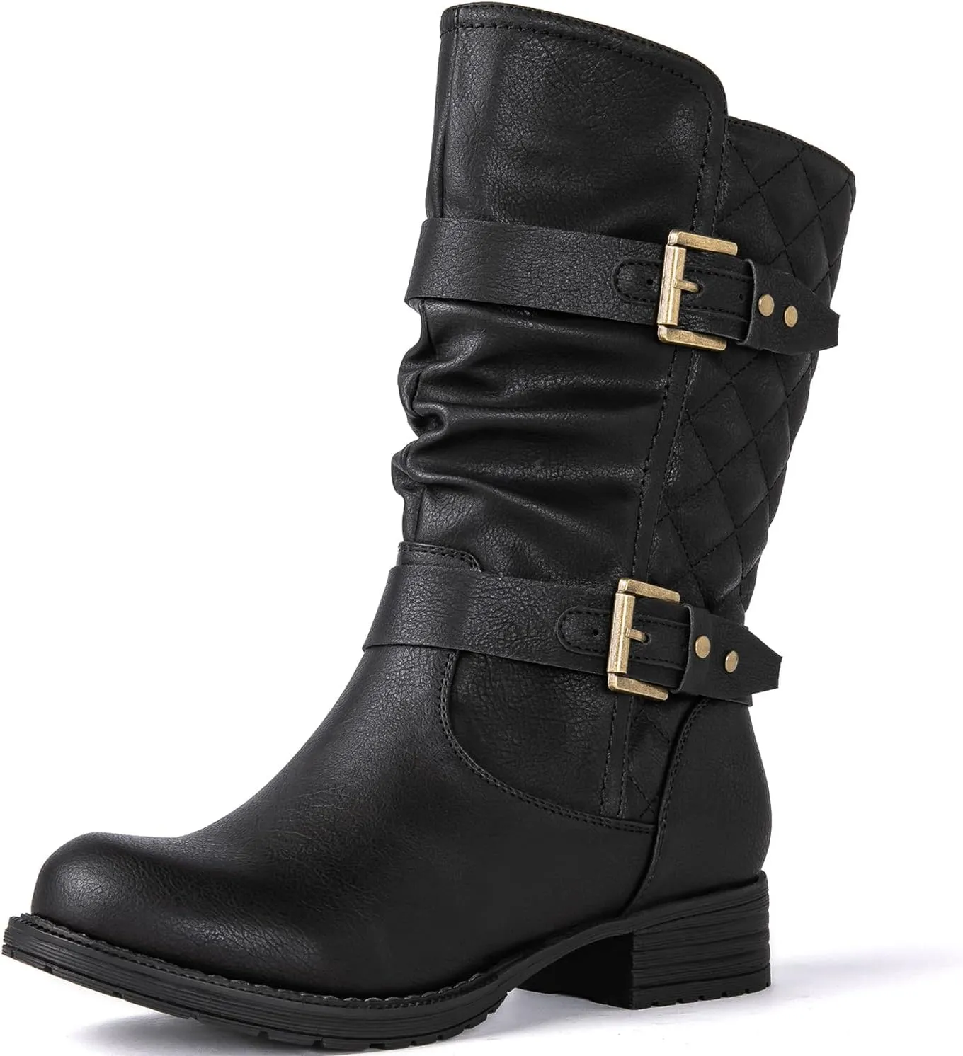 GLOBALWIN Women's Mid Calf Comfortable Fashion Dress Boots For Women Low Heel With Zipper