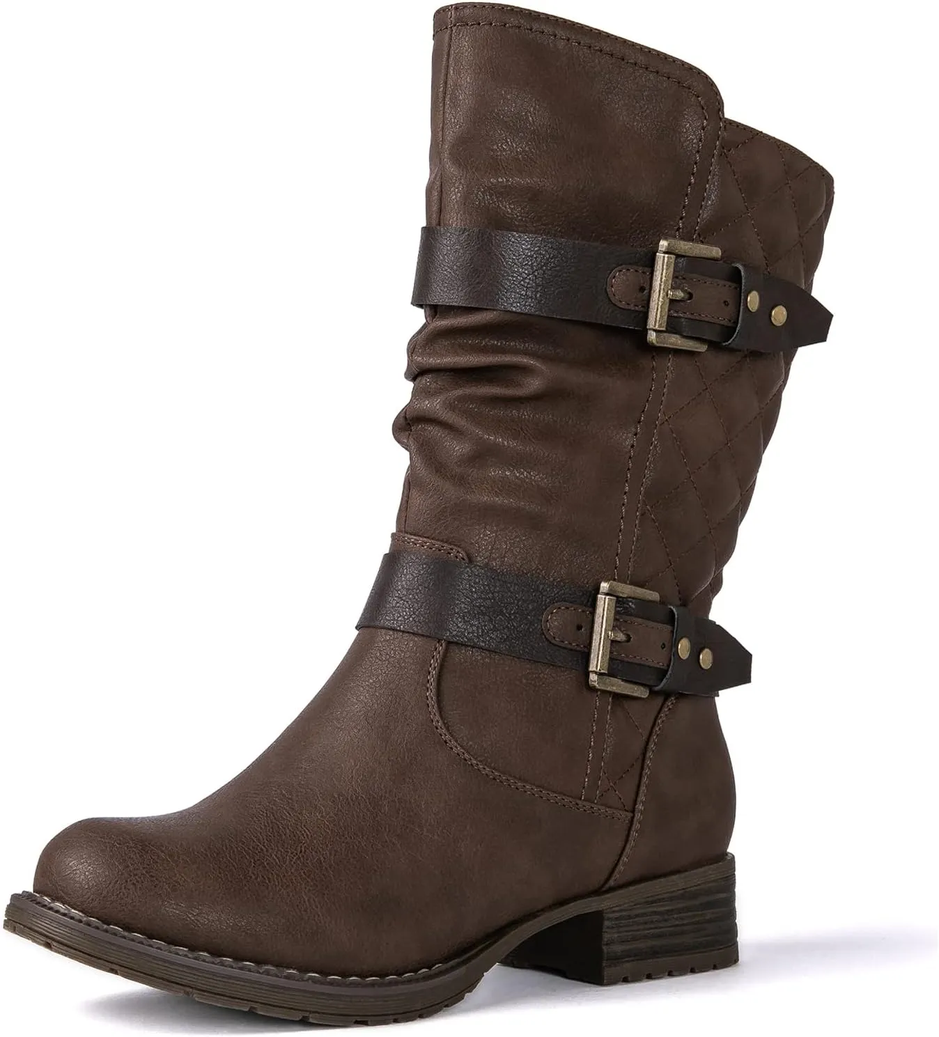 GLOBALWIN Women's Mid Calf Comfortable Fashion Dress Boots For Women Low Heel With Zipper