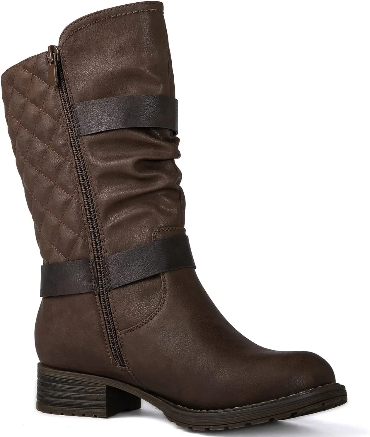 GLOBALWIN Women's Mid Calf Comfortable Fashion Dress Boots For Women Low Heel With Zipper