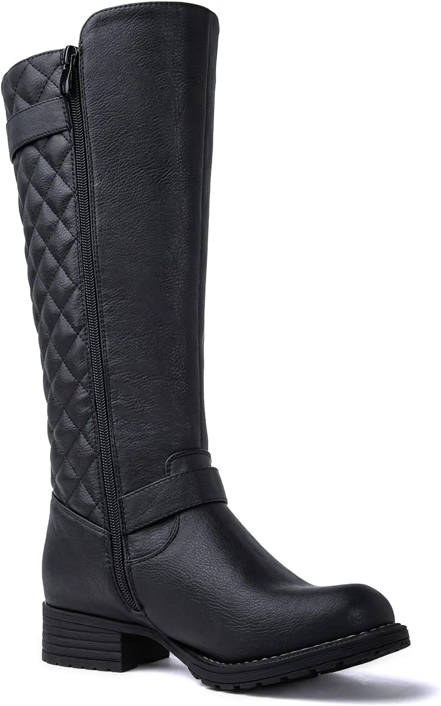 GLOBALWIN Women's Quilted Knee High Boots Low Heel Comfortable Fashion Dressy Riding Boots For Women