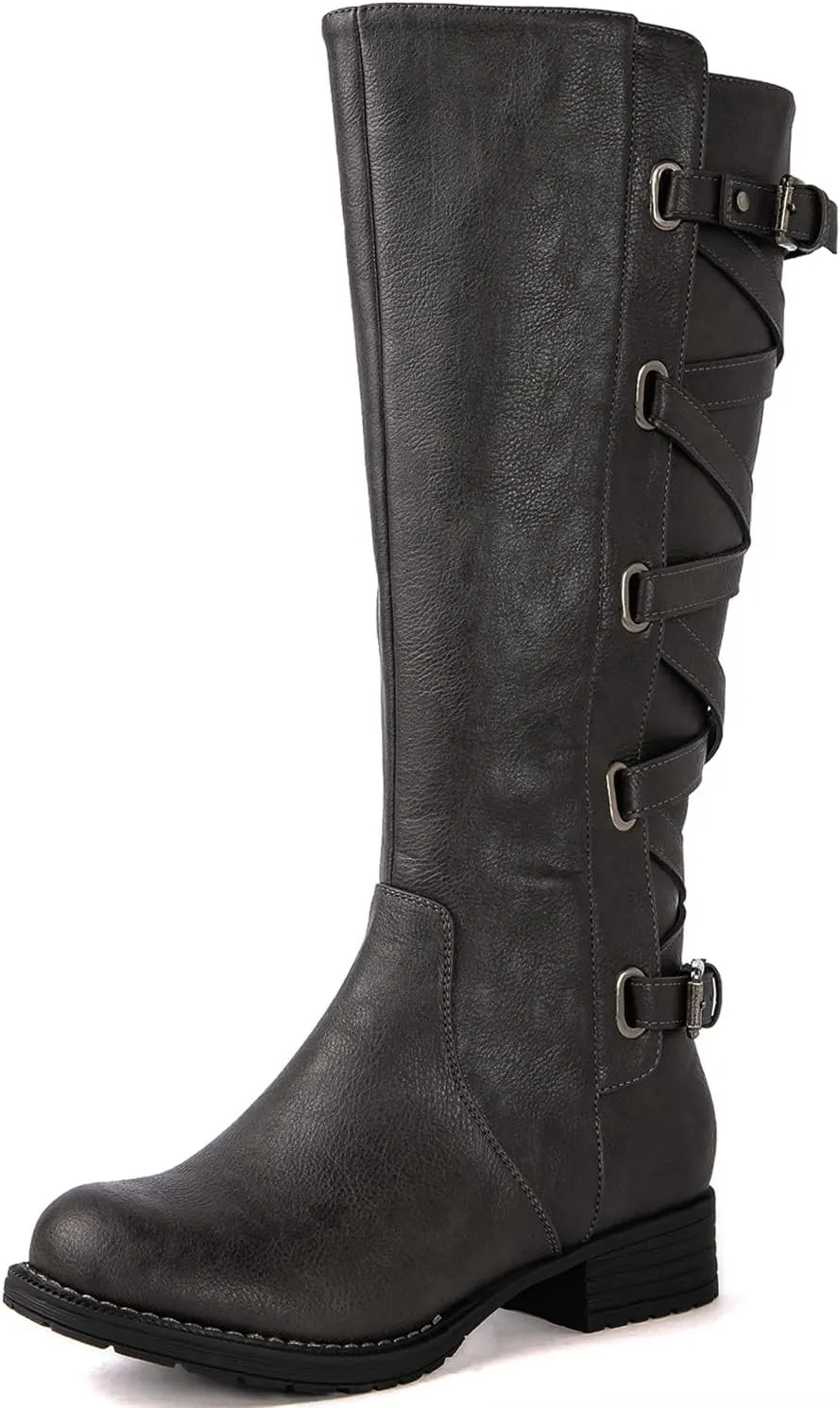 GLOBALWIN Women's Quilted Knee High Fashion Boots Strappy Boots For Women