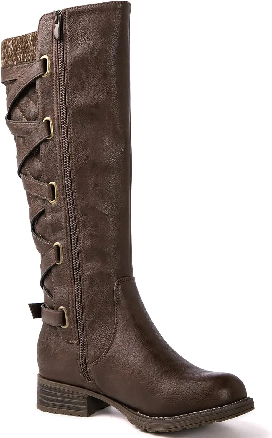 GLOBALWIN Women's Quilted Knee High Fashion Boots Strappy Boots For Women