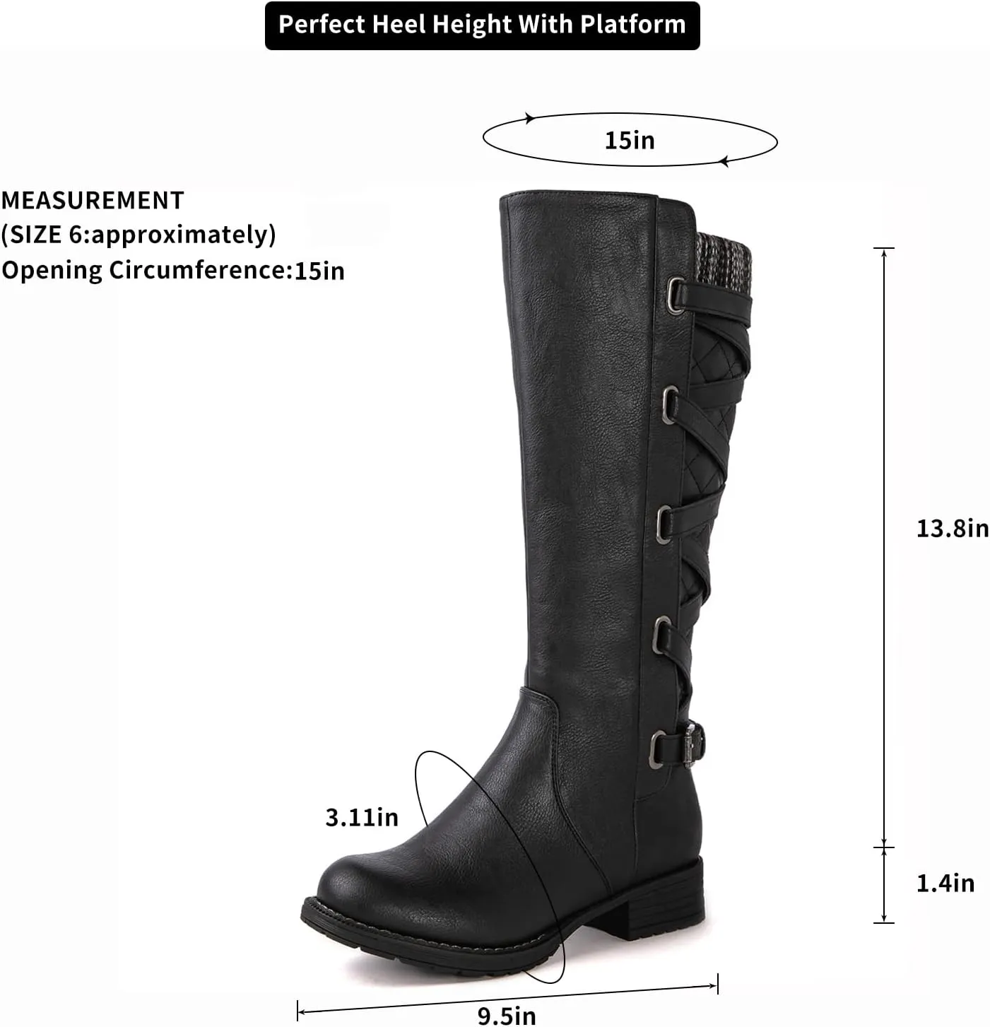 GLOBALWIN Women's Quilted Knee High Fashion Boots Strappy Boots For Women