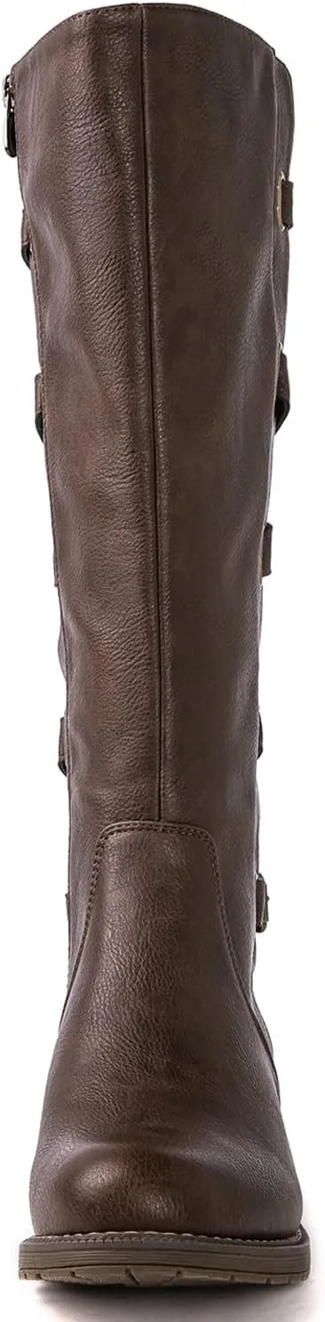 GLOBALWIN Women's Quilted Knee High Fashion Boots Strappy Boots For Women