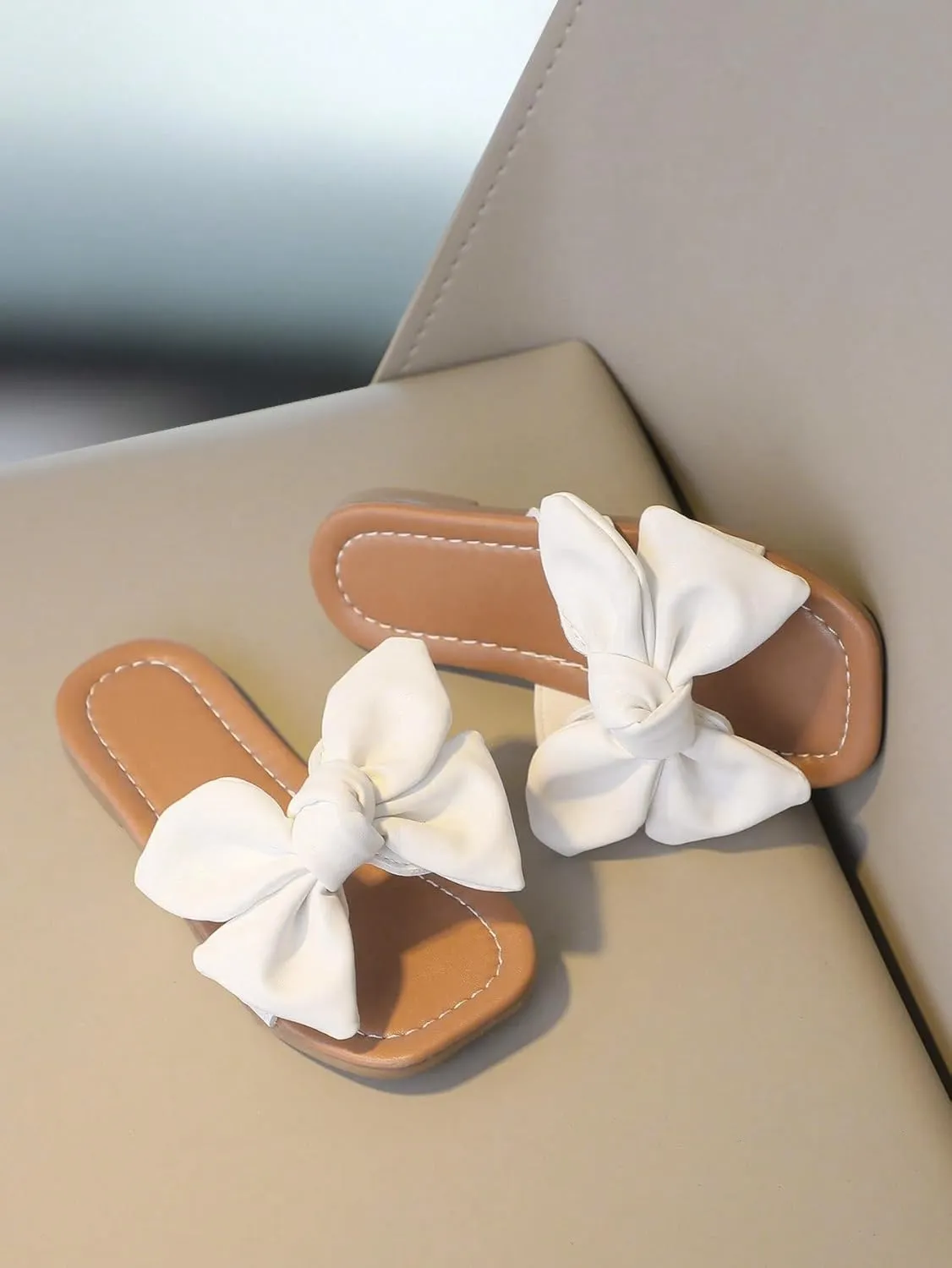 GORGLITTER Girl's Bow Sandals Open Toe Summer Dress Flat Sandals