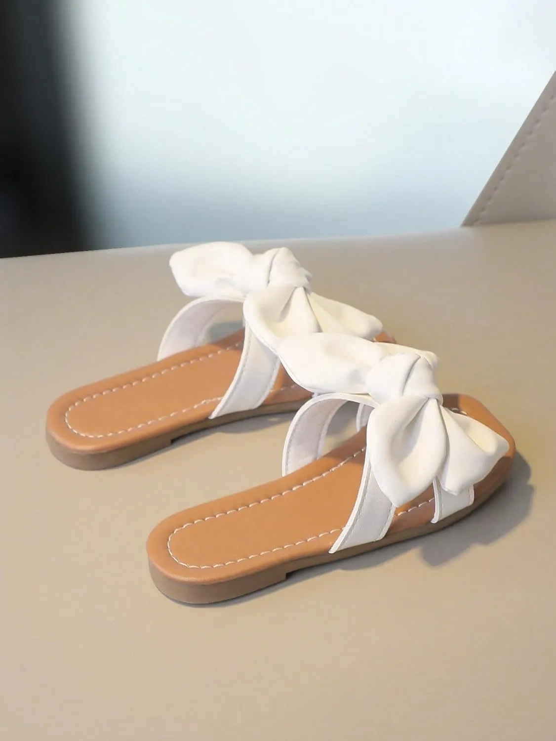 GORGLITTER Girl's Bow Sandals Open Toe Summer Dress Flat Sandals