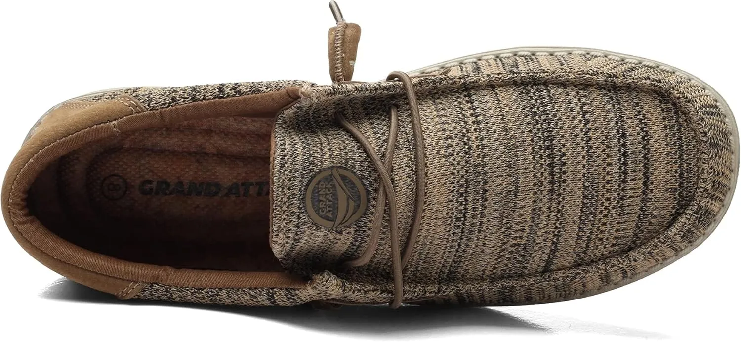 Grand Attack Men's Walking Boat Shoes-Slip On&Lace Up Casual Loafers, Comfortable & Lightweight Work Shoes | for Home, Leisure Travel, Driving Shoes