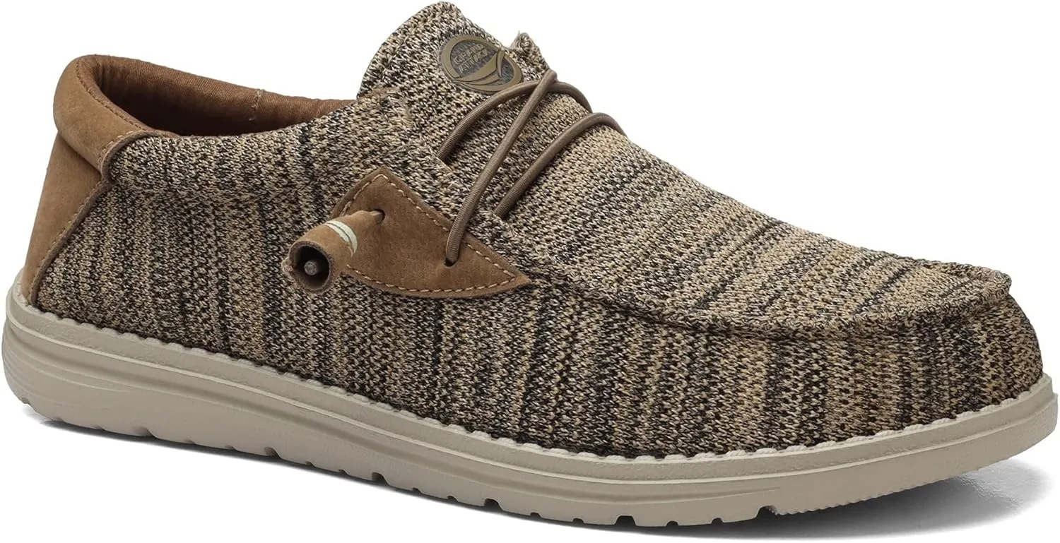 Grand Attack Men's Walking Boat Shoes-Slip On&Lace Up Casual Loafers, Comfortable & Lightweight Work Shoes | for Home, Leisure Travel, Driving Shoes