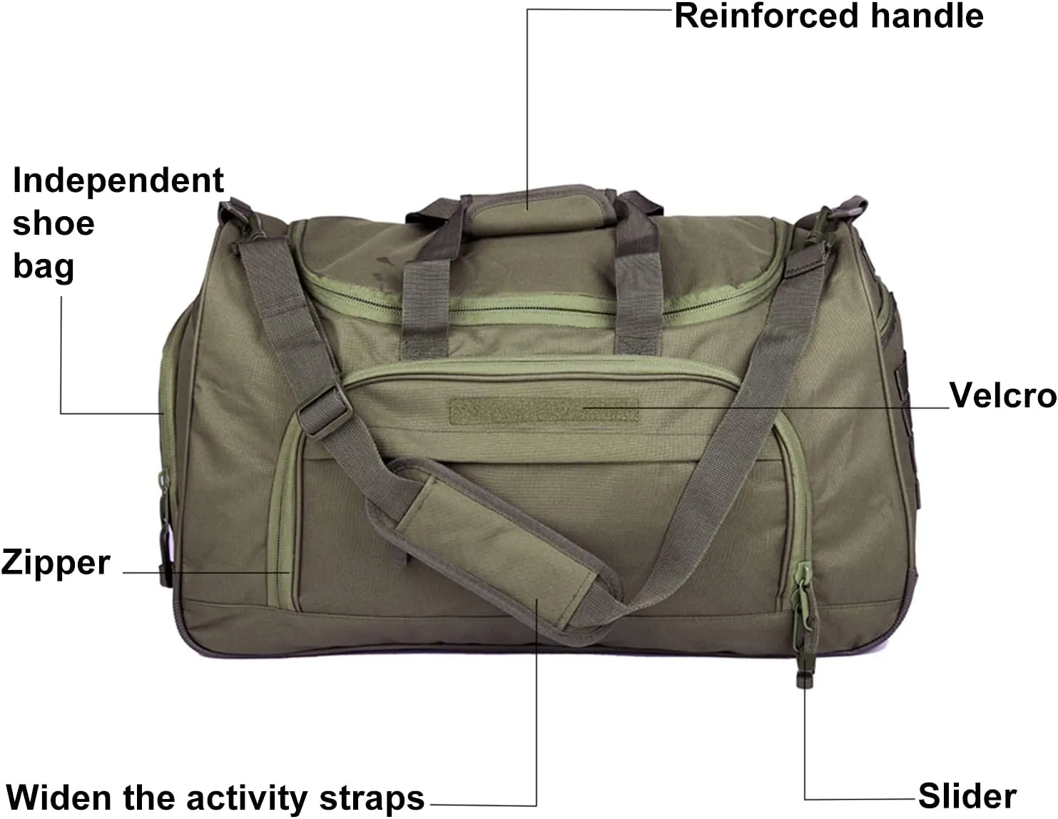 Greencity Gym Bag Travel Duffel Bag Sports Tote Tactical Army Weekender Work Out Bags for Women & Men Lightweight Waterproof Shoe Pocket,Green