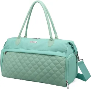 Gym Bags Women Fitness Bags Diamond Lattice Hand Sports Bag Multifunctional Ladies Nylon Shoulder Bag Big Traveling Weekend Bags (Color : Green) (Green)