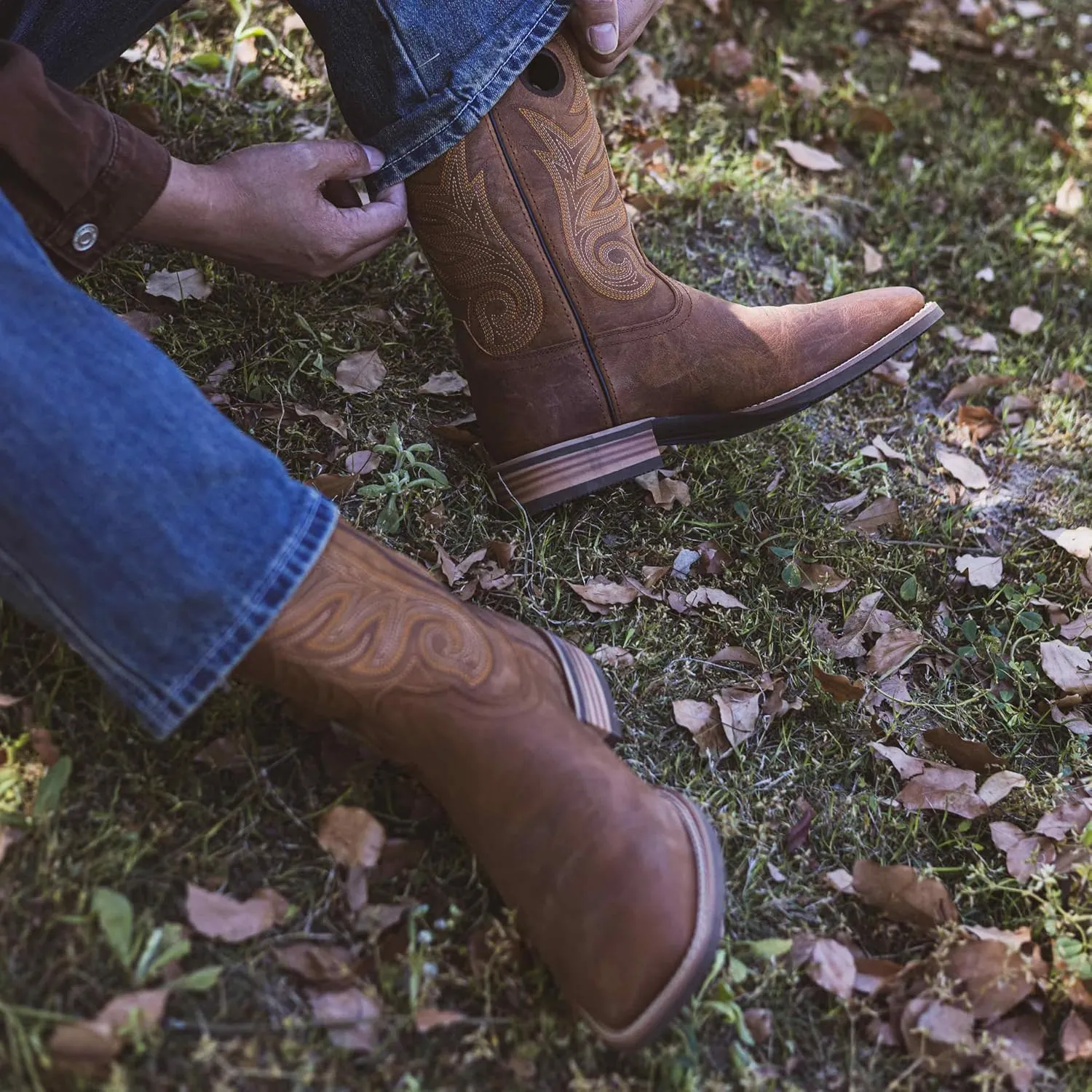 Hand Painted Western Cowboy Boots, Full Grain Cowhide Upper & Shaft, 4-Layer Composite Sole(PLT103614)