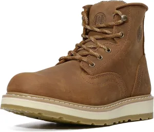 HANDPOINT Work Boots for Men - 6 Inch Soft Toe Boot, Non-Slip Anti-Fatigue Wedge Sole Shoes, Water Resistant EH Safety Boots
