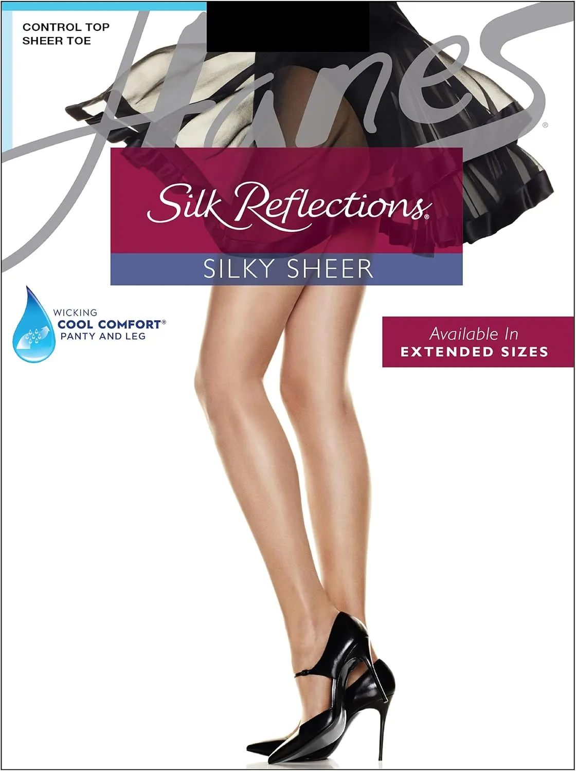 Hanes Women's Control Top Sheer Toe Silk Reflections Panty Hose