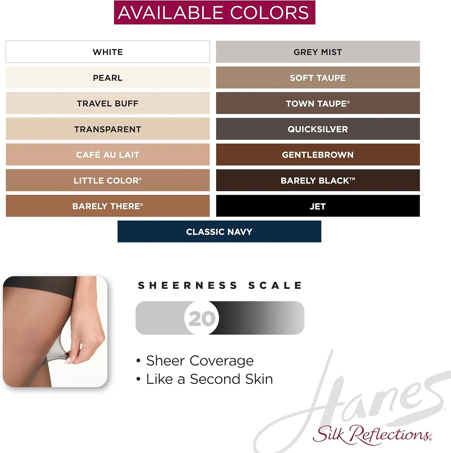 Hanes Women's Control Top Sheer Toe Silk Reflections Panty Hose