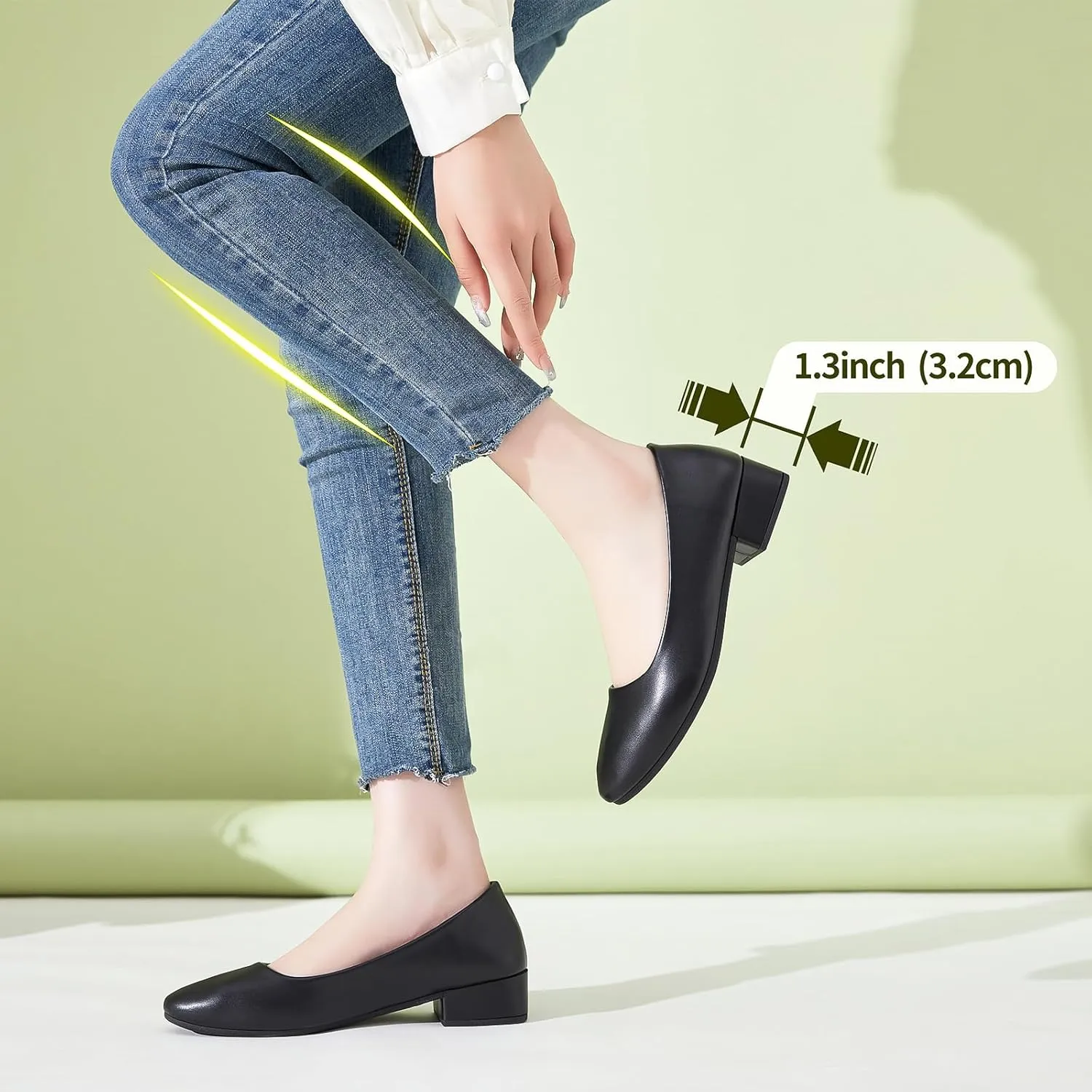 hash bubbie Women's Loafers Slip on Shoes Chunky Low Block Heels Closed Toe Pumps Shoes Office Shoes Ladies Elegant Wedding Dress Shoes
