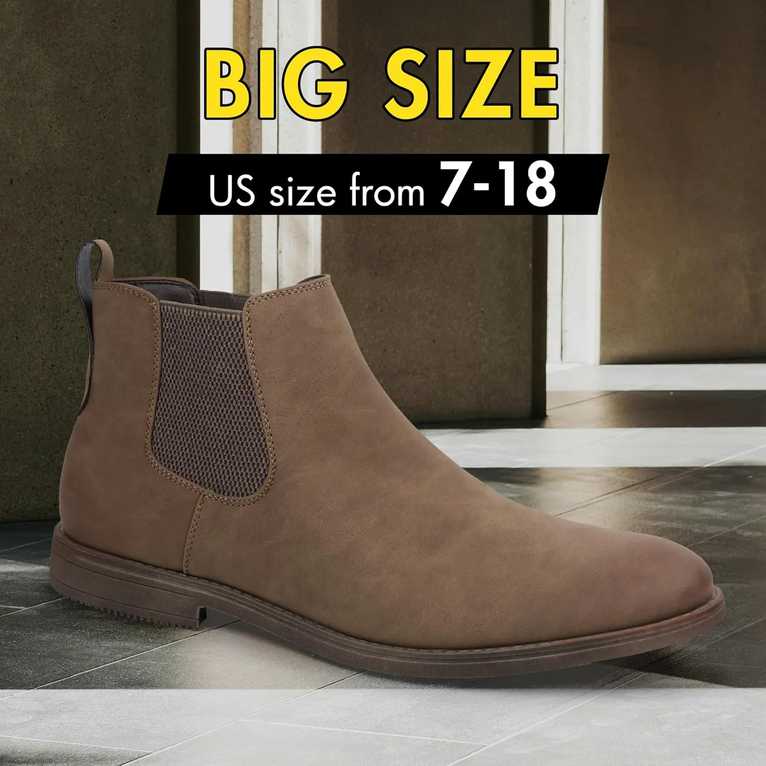 Hawkwell Men's Plus Size Chelsea Boots Classic Casual Dress Ankle Boots in Regular and Plus Sizes