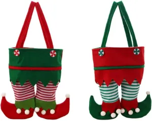 Healvian 2 Pcs Pant Candy Bag,Christmas Candy Treat Bags,Pant Wine Bag,Pants Christmas Treat Bags,Christmas Boots Goody Bags,Wine Bottle Bags,Xmas Boots Handbags for Christmas Party Present Holiday