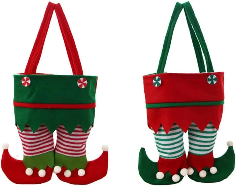 Healvian 2 Pcs Pant Candy Bag,Christmas Candy Treat Bags,Pant Wine Bag,Pants Christmas Treat Bags,Christmas Boots Goody Bags,Wine Bottle Bags,Xmas Boots Handbags for Christmas Party Present Holiday