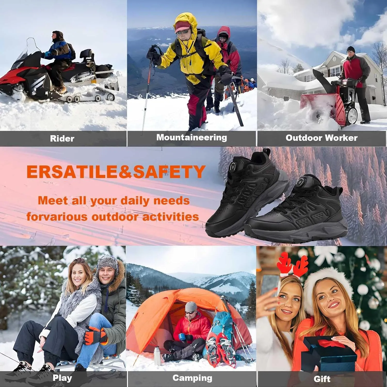 Heated Shoes, Heated Boots for Women with 3 Heating Settings 4000mAh Rechargeable Feet Warmers Winter Heated Insoles Sneakers for Men for Cold Weather Activities as Working Outdoor Unisex