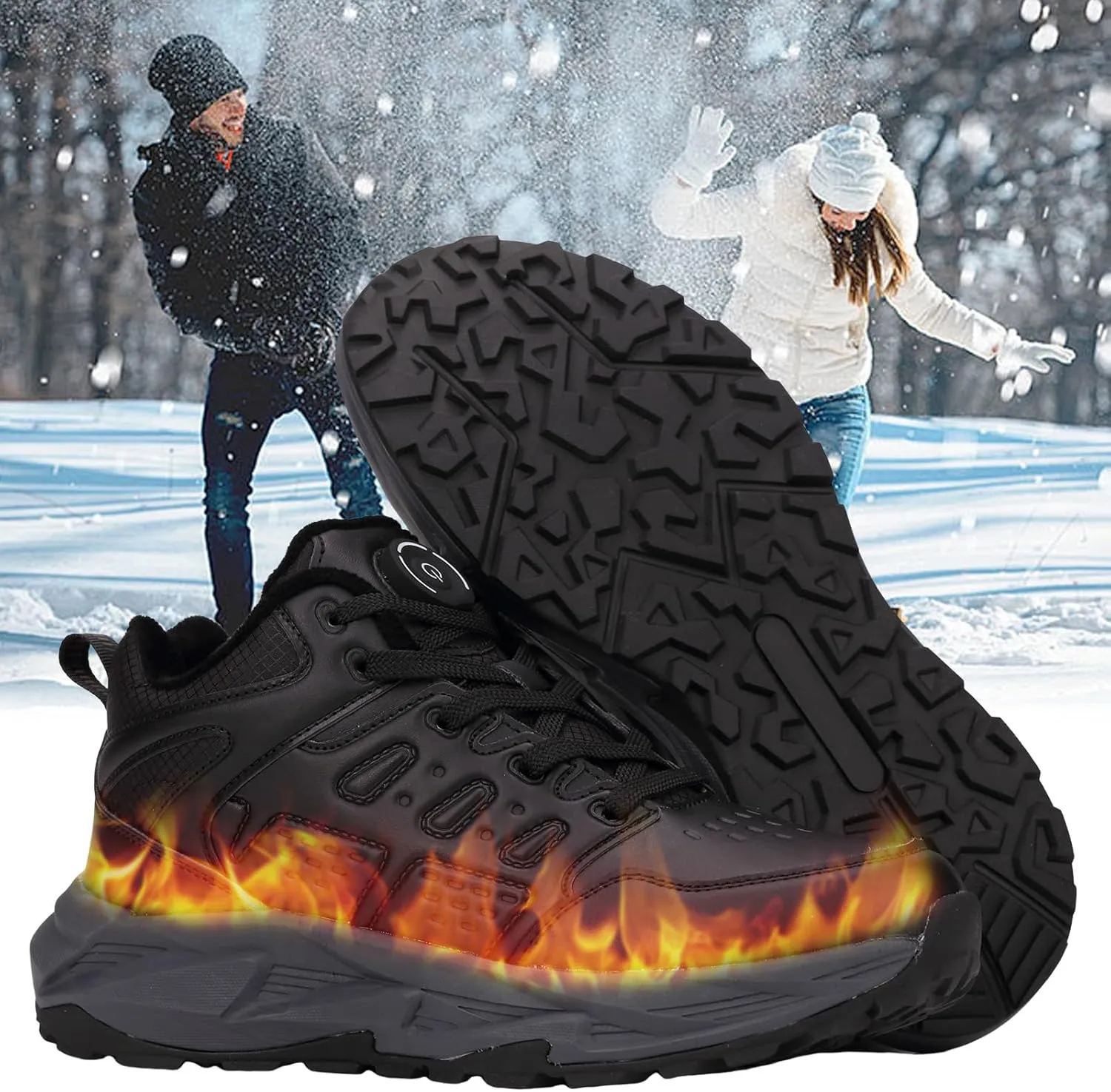 Heated Sneakers for Women and Men, Rechargeable Heating Shoes Foot Warmers with 3 Temperature Settings, Winter Outdoor Heated Sports Shoes