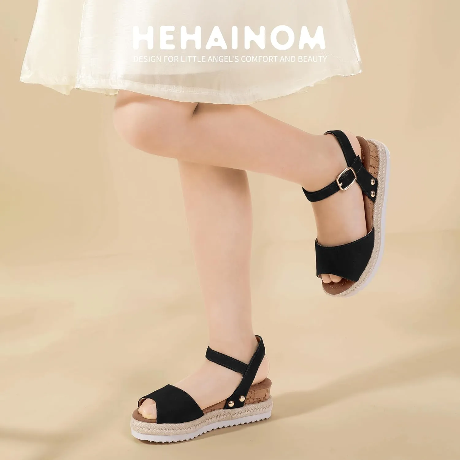 Hehainom Girls Wedge Sandals Platform Shoes Little Big Kid Summer Girls Heels Dress Shoes