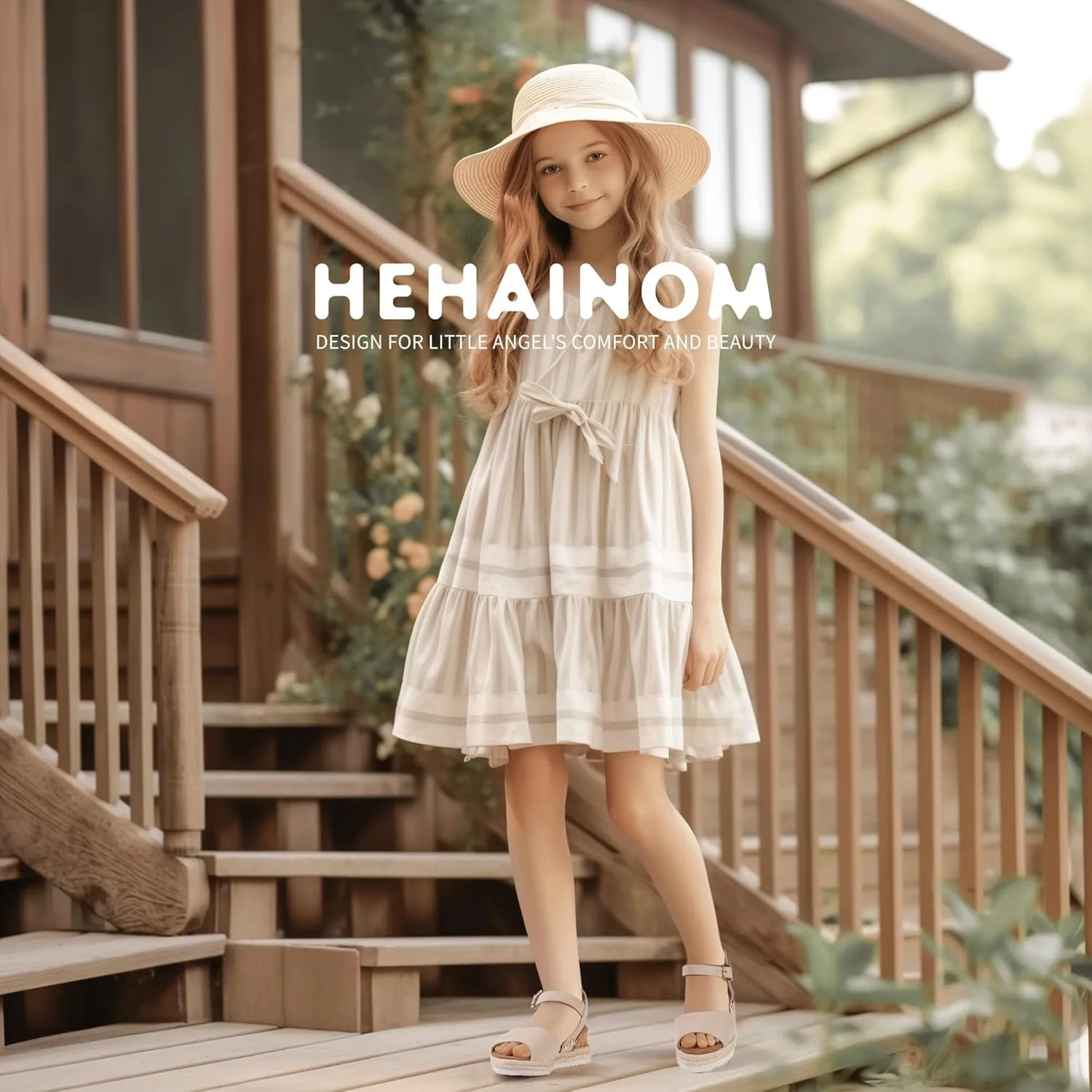 Hehainom Girls Wedge Sandals Platform Shoes Little Big Kid Summer Girls Heels Dress Shoes