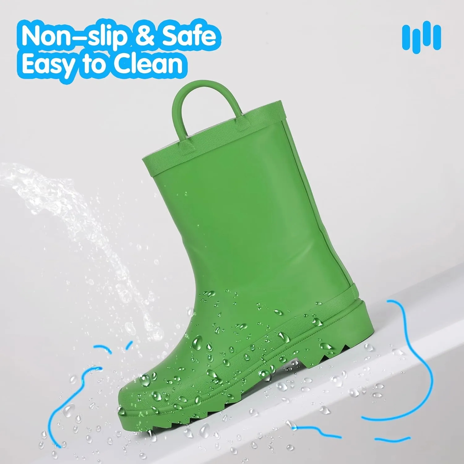 Hehainom Toddler Kids Rain Boots for Boys Girls Waterproof Easy-on Handles Rainboots