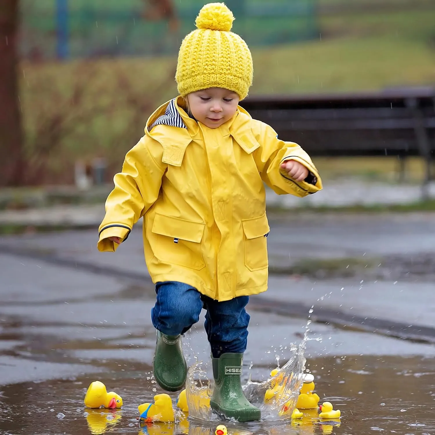 HISEA Kids Ankle Rain Boots Waterproof Deck Rubber Shoes for Boys Girls (Toddler/Little Kid/Big Kid)