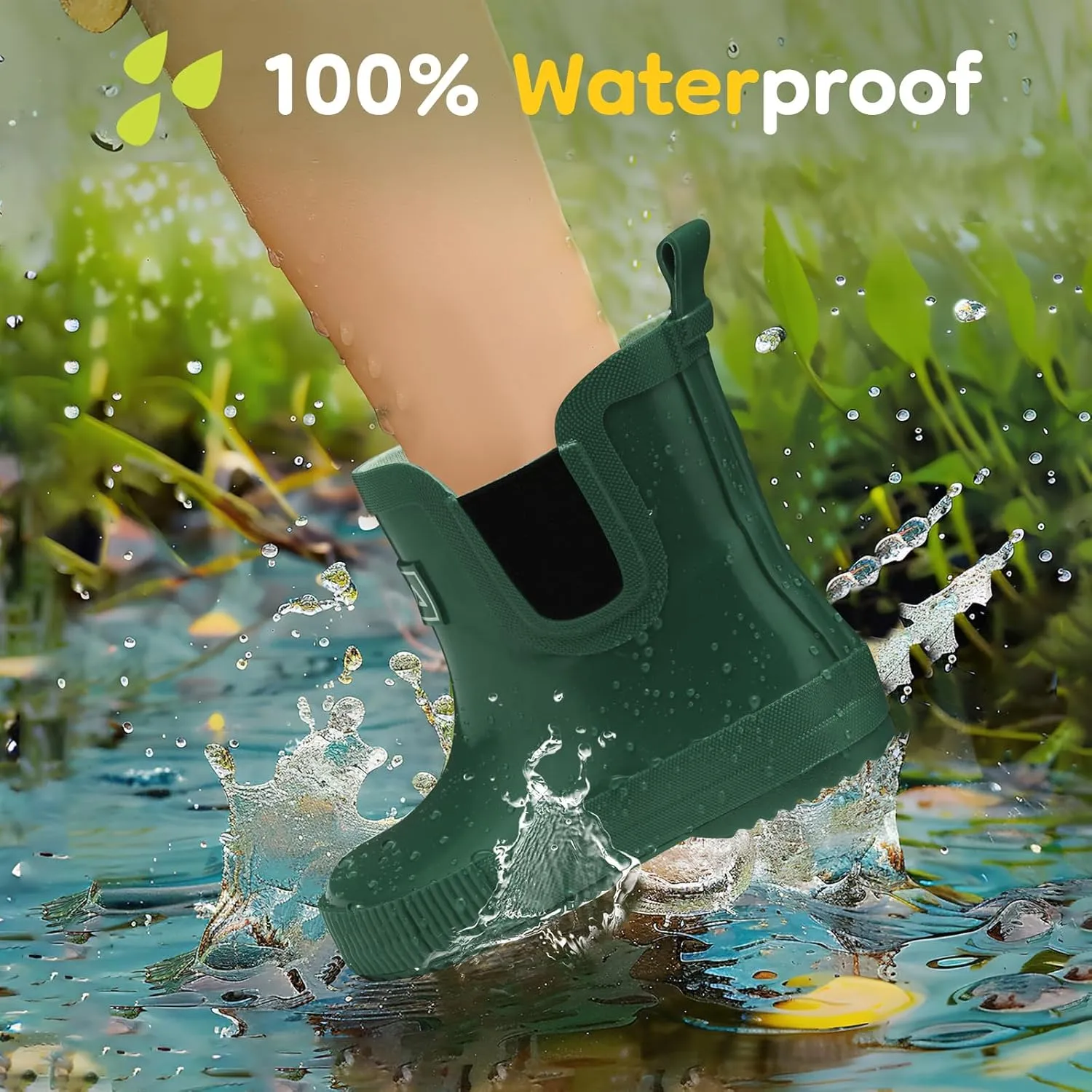 HISEA Kids Ankle Rain Boots Waterproof Deck Rubber Shoes for Boys Girls (Toddler/Little Kid/Big Kid)