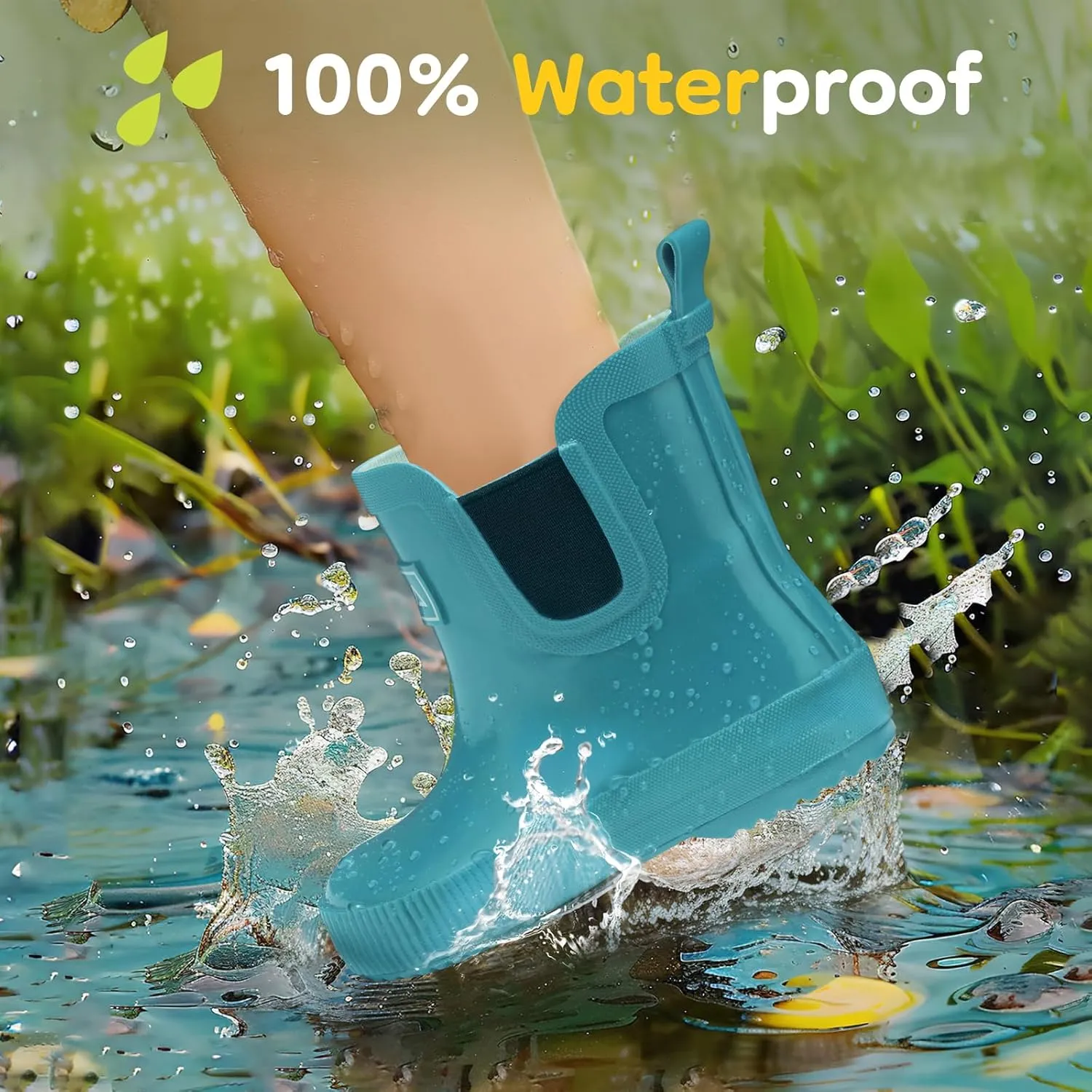 HISEA Kids Ankle Rain Boots Waterproof Deck Rubber Shoes for Boys Girls (Toddler/Little Kid/Big Kid)