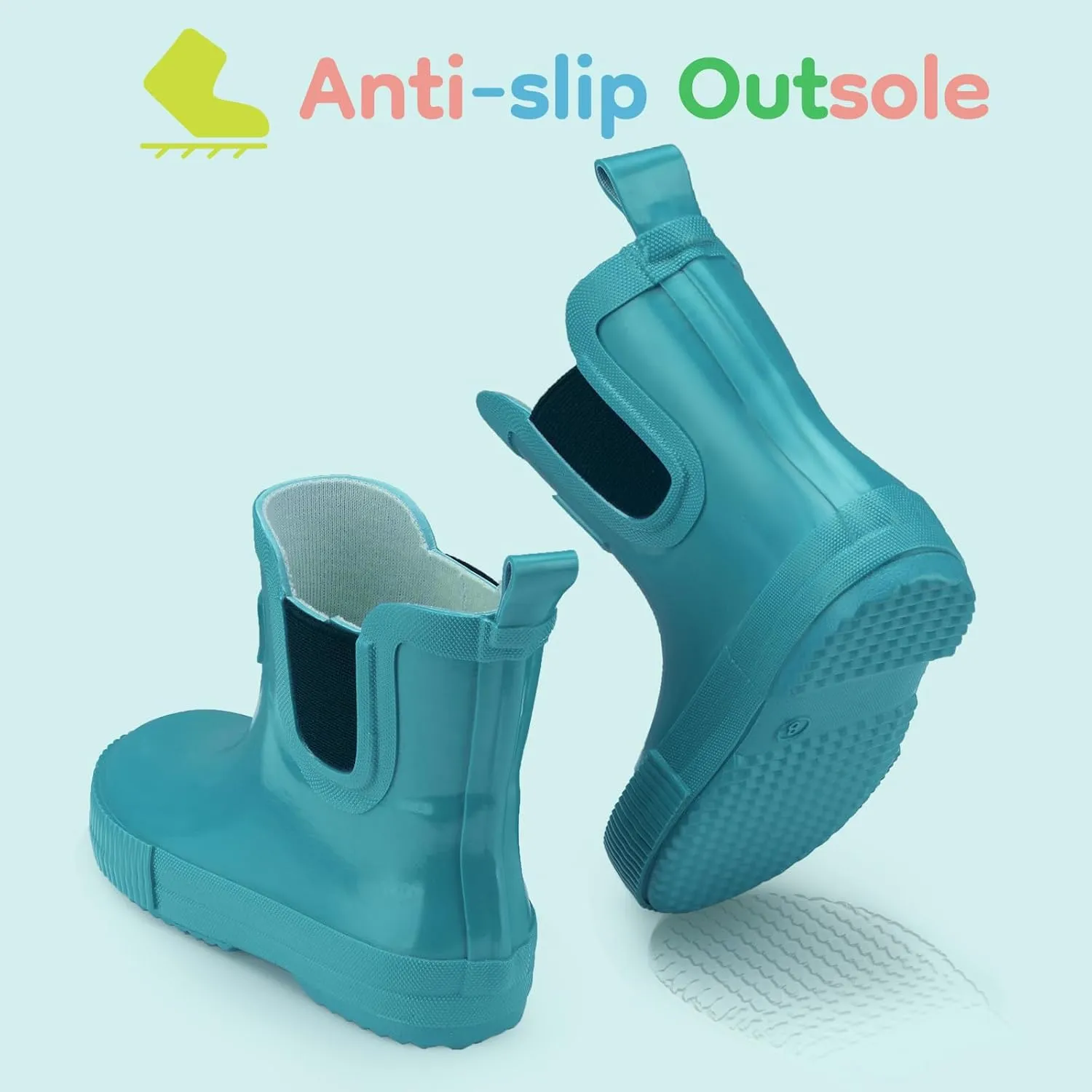 HISEA Kids Ankle Rain Boots Waterproof Deck Rubber Shoes for Boys Girls (Toddler/Little Kid/Big Kid)